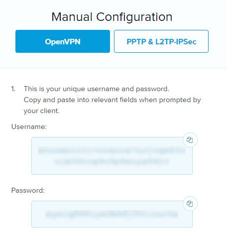 ExpressVPN manual config set up.