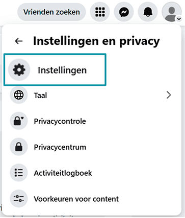 Facebook Settings & Privacy with Settings highlighted.