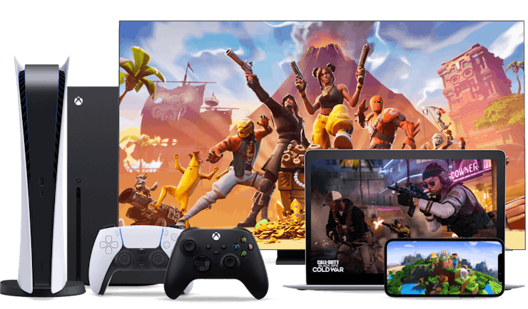 Çeşitli oyun konsolları ve cihazları.