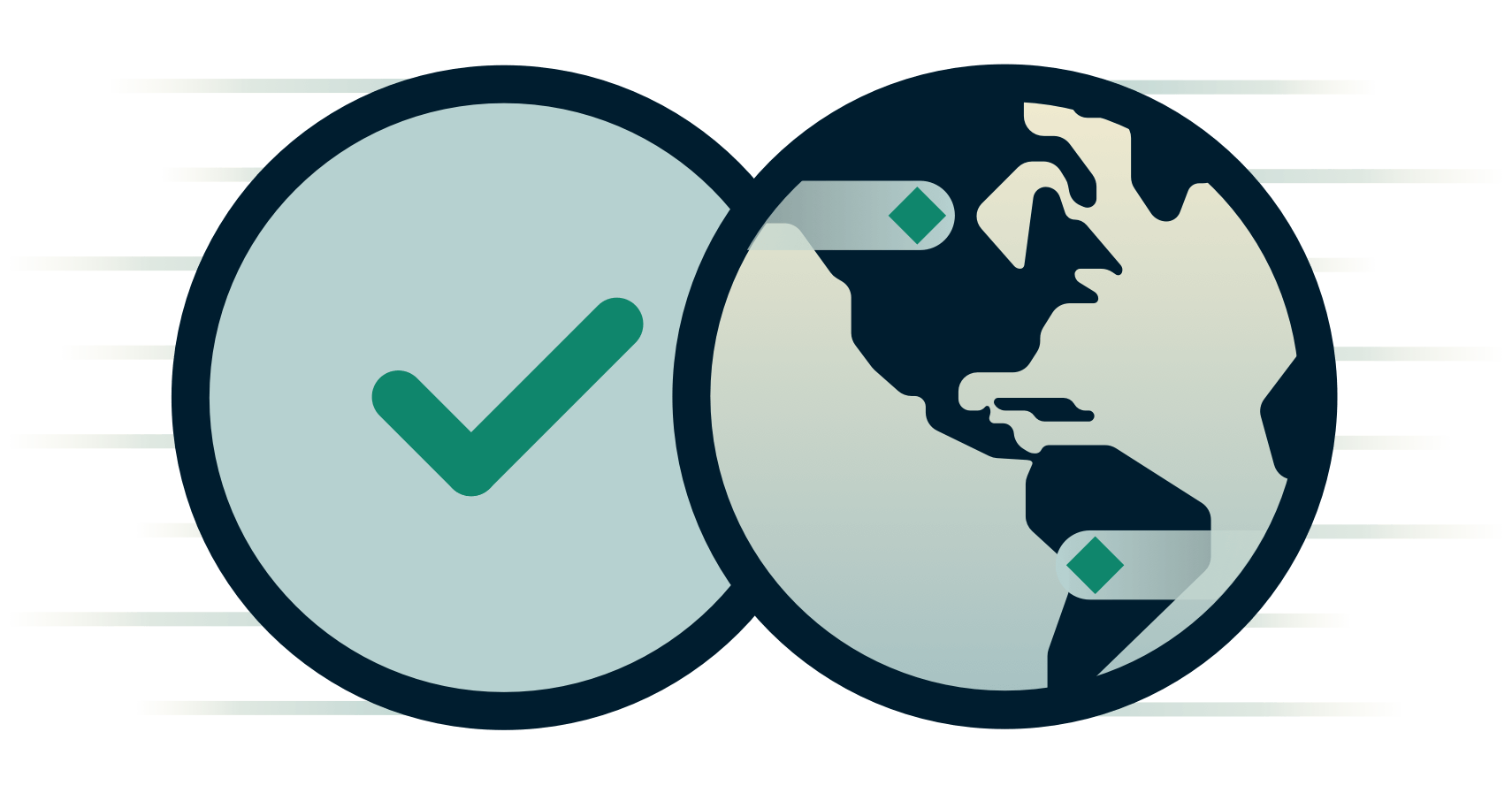 ลูกโลกถัดจากเครื่องหมายถูก