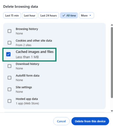 How to delete cached data on Google Chrome.