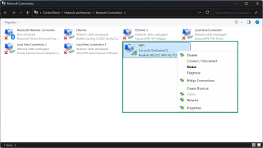 In the Change adapter settings, access the properties of your currently active network connection.